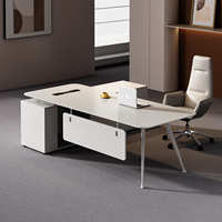 Bureau d'ordinateur moderne et durable en bois pour hôpital public et immeuble de bureaux, avec armoire de rangement pour salle du personnel