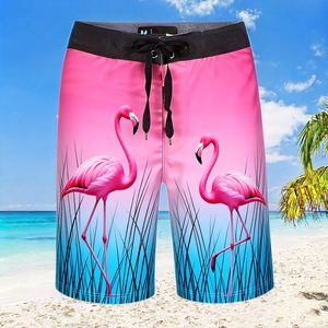 Custom Flamingo Print Fishing Board Beach Shorts Quick Dry Waterproof Beach Pants Swim <b>Trunks</b> for <b>Men</b> - Product Image 1