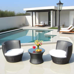 Juego de Mesa y Sillas de Jardín Apilables de Ratán: Muebles Resistentes a la Intemperie, se Apilan en Forma de Florero para Terraza, Villa - Product Image 2