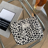 Tas Makeup motif macan tutul, dompet kosmetik perawatan kulit model baru tas penyimpan sederhana kanvas portabel