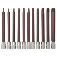 11 pièces Durable S2 Acier Haute Standard Torx Socket - 1/4 "Shank Torx Driver Nut Bits avec adaptateur d'entraînement carré pour la réparation