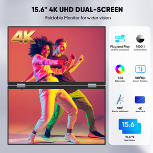 จอภาพ SIBOLAN ขนาด 15.6 นิ้ว 4K แบบสามจอ แผง IPS รองรับ Type-C ไฟ LED Backlit 60Hz ตอบสนอง 30ms อัตราส่วนภาพ <span class=keywords><strong>16</strong></span>:9 ลำโพงในตัว เหมาะสำหรับใช้งานธุรกิจ - Product Image 2