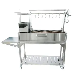 Customized Factory Direct Sale Stainless Steel BBQ Grill with wheels Camping Charcoal Oven Barbecue Grill For Sale