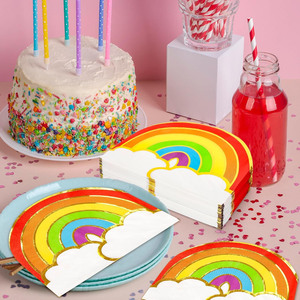 Fournitures arc-en-ciel arc-en-ciel décorations de fête d'<span class=keywords><strong>anniversaire</strong></span> feuille d'or métallique couleur jetable <span class=keywords><strong>serviette</strong></span> en <span class=keywords><strong>papier</strong></span> <span class=keywords><strong>serviette</strong></span> - Product Image 4