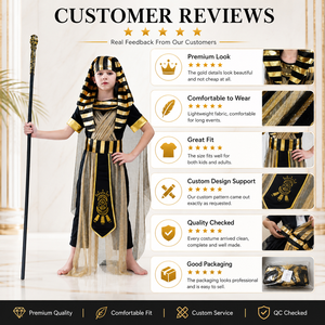Costume de Fête de Luxe Baige pour Enfants : Robe de Fête Fantaisie pour Garçons et Filles, Déguisement de Pharaon Égyptien, Taille Personnalisée - Product Image 5