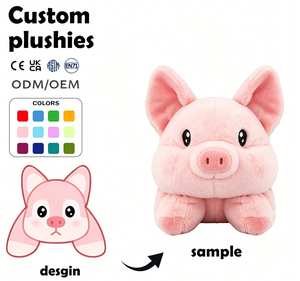 Peluche personalizzati di animali (maiale, gatto, cane) in cotone, <span class=keywords><strong>super</strong></span> morbidi, ricamati, con fodera in rete, per feste - Product Image 2