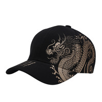 Gorra de Béisbol Ajustable de 6 Paneles con Estampado de Dragón Chino en Lona de Poliéster/Algodón para Hombre y Mujer - Para Exteriores