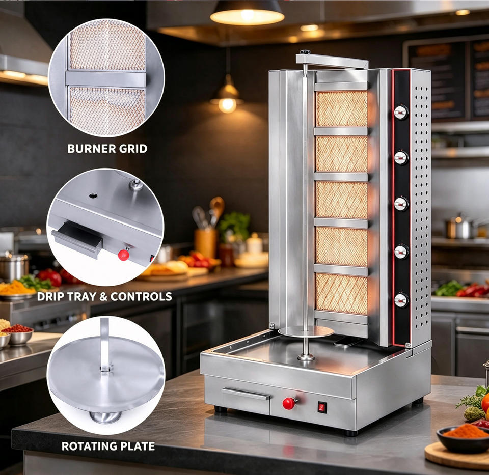 Showarma Machine Baiwin Shawarma Grill Machine Vertical Doner Kebab Rotisserie Gyro Meat ...