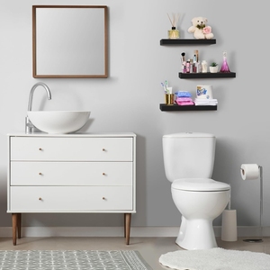 Estantes de madera para libros de 17 pulgadas, estante organizador de almacenamiento flotante de madera, almacenamiento para dormitorio, baño, incluye soportes de montaje para el hogar - Product Image 6