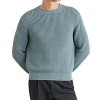 Pull en maille gaufrée 100 % coton personnalisé pour homme, col rond épais 7GG, style haut de gamme, chaud pour l'hiver, tricot de printemps, vente en gros OEM