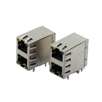 Conector RJ45 Cat6 MagJack T1/E1 Blindado de 8 Puertos 8P8C con LED, Enchufe Ethernet para Montaje en Panel, 1.5A