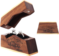 Boîte à bagues en bois gravée vintage, boîte de rangement rectangulaire en bois massif, petites boîtes artisanales en bois pour boîte à alliances en bois