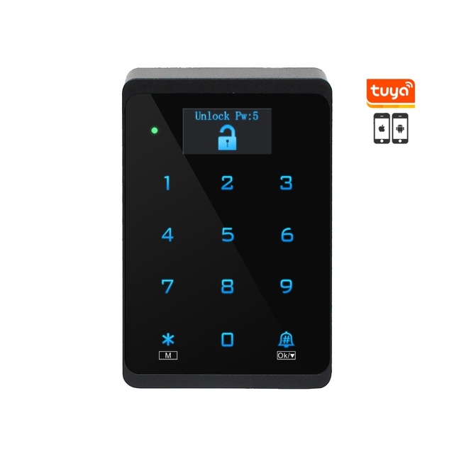 Plastic Touch Keypad with Doorbell WIFI OLED Display Access Control Multiple Access Tuya Smart Phone Card ID 125KHz