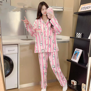 Pigiama da Donna ODM con Colletto, Bottoni, Maniche Lunghe e Pantaloni, Texture Delicata e Confortevole, Taglia XS, con Motivo Animale - Product Image 3