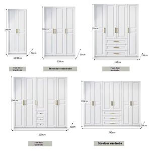 אלגנטי לבן משולב פינה ארון בגדים וילון זהב המבטא קיבולת גדולה מותאם אישית ריהוט חדר שינה - Product Image 5