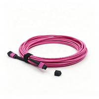 Cordon de brassage fibre optique MPO-MPO multimode 10G OM3 OM4 8/12/24 fibres LSZH à faible perte d'insertion pour câblage haute densité de centre de données