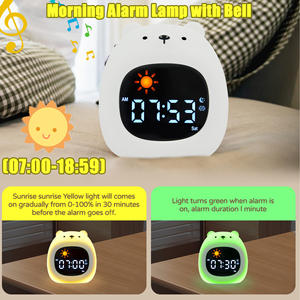 बच्चों की नींद ट्रेनर डेस्क घड़ी लिविंग रूम घड़ी घड़ी सूरज और चाँद रात की रोशनी, बच्चों के लिए घड़ियाँ - Product Image 2