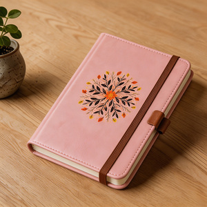 Carnet personnalisable en cuir PU <span class=keywords><strong>rose</strong></span> à motif floral <span class=keywords><strong>mandala</strong></span>, couverture rigide avec élastique, idéal pour un cadeau - Product Image 5