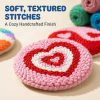 Kit de broderie Punch Needle pour débutants adultes, facile à réaliser, avec support pour sous-verres et fournitures d'artisanat