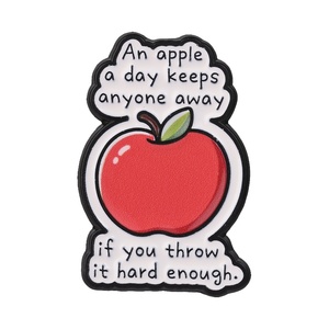 An Apple A <strong>Day</strong> Keeps Anyone Away If You Throw It Hard Enough Enamel Pin Humor Sarcastic Twist <strong>Proverb</strong> &amp; Red Apple Brooch Badges - Product Image 1