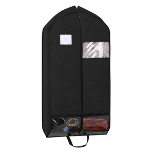 Haute qualité pliable grande capacité <span class=keywords><strong>vêtement</strong></span> sac robe <span class=keywords><strong>de</strong></span> mariée hommes costume <span class=keywords><strong>tissu</strong></span> imprimé couverture noire avec fermetures éclair et poches - Product Image 4