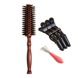 Ensemble de brosses à cheveux Playboy en poils de sanglier et bois massif avec pinces de massage et outil de nettoyage pour le coiffage - Product Image 1