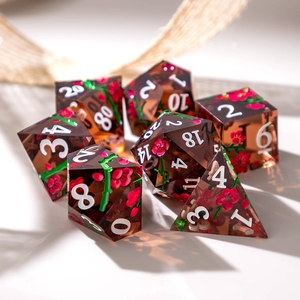 Natural Resin <b>Dice</b> Set 7 Piece Polyhedral DND <b>Dice</b> 6 Sided <b>Dice</b> With Sharp Edge Custom Logo For RPG Games - Product Image 1