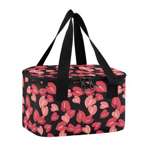 Sac isotherme compact pour repas, motif Anthurium Rouge Hawaïen, avec poignées courtes, personnalisable avec logo, idéal pour les repas quotidiens - Product Image 1