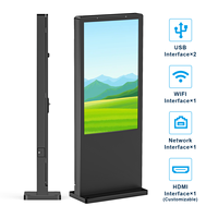Layar Iklan Digital Signage Luar Ruangan 55 65 Inch 2000nits IP65 Tahan Air Android Komersial untuk Toko