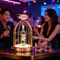 Présentoir de Bouteilles VIP LED Personnalisé avec Logo pour Événements, Cage Dorée Lumineuse pour Bouteilles d'Alcool
