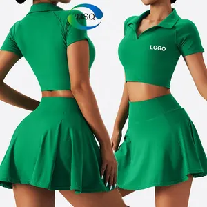 2023 New Plus Size Tennis Suit Women Outdoor Running Sports Fitness Set Yoga Casual Dress T-Shirt Tennis Skirt Set