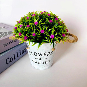 Bonsái Artificial de Flores de Aliento de Bebé en Cubeta de Hierro Blanca de 20 cm, Decoración para Jardín, Hogar y Bodas - Product Image 3
