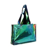 Sac pochette d'emballage de vêtements en PVC laser fourre-tout transparent en plastique Logo d'impression de taille personnalisée pour cadeau de vêtements de haute qualité