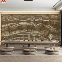 Mármol de Ónix Tigre Natural con Vetas Marrones y Amarillas, Gran Losa Impermeable, Panel Moderno para Baño, Cocina, Sala de Estar, Pared de TV