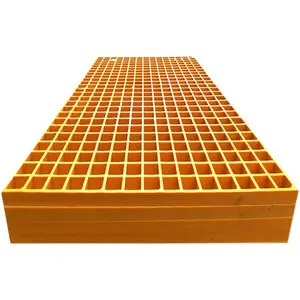 Revestimento de piso de plástico reforçado com fibra forte amarelo FRP grade de cobertura de placa de malha decoração