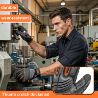 Gants de travail mécaniques robustes en microfibre avec protection anti-choc TPR, paume antidérapante en PU, rembourrage EVA, dos respirant en tricot et sangle de traction.
