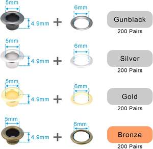 200 Juegos de <span class=keywords><strong>Ojales</strong></span> Metálicos Redondos de 3/16 Pulgadas con Arandelas <span class=keywords><strong>para</strong></span> Reparación de Ropa, <span class=keywords><strong>Lonas</strong></span>, Bolsos de Cuero, Zapatos, Sombreros y Tiendas de Campaña - Product Image 2
