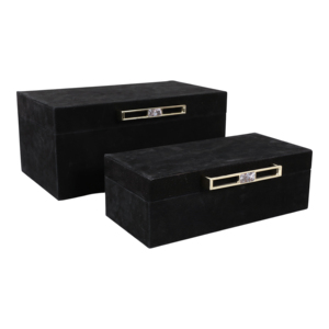 Scatole Decorative per Conservazione con Manico in Metallo, Set di Scatole Portagioie in Velluto Nero per Organizzazione Casa e Ufficio - Product Image 1
