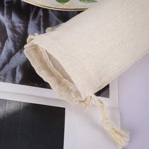 Pochette en paille, sac à cordon en coton et lin, sac de rangement en paille, pochette sûre et réutilisable pour couteau et fourchette, sac de rangement en coton et lin - Product Image 6