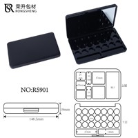 Palette à paupières vide noire mate avec logo personnalisé, miroir, 25 compartiments, étui cosmétique en plastique pour maquilleurs professionnels et salons