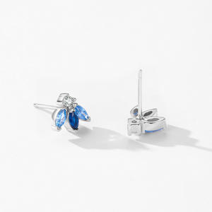 Pendientes de abeja personalizables en plata de ley S925 con zafiro azul talla marquesa y circonita azul, versión cobre, un regalo para ella - Product Image 3
