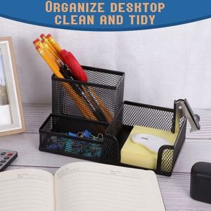 Organisateur de bureau en maille, organiseur de bureau en métal, porte-crayons et paniers de rangement pour accessoires de bureau - Product Image 4