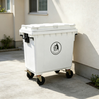 Conteneur à déchets en PEHD renforcé de 660 L avec 31 clous de fixation au sol pour parking et station-service