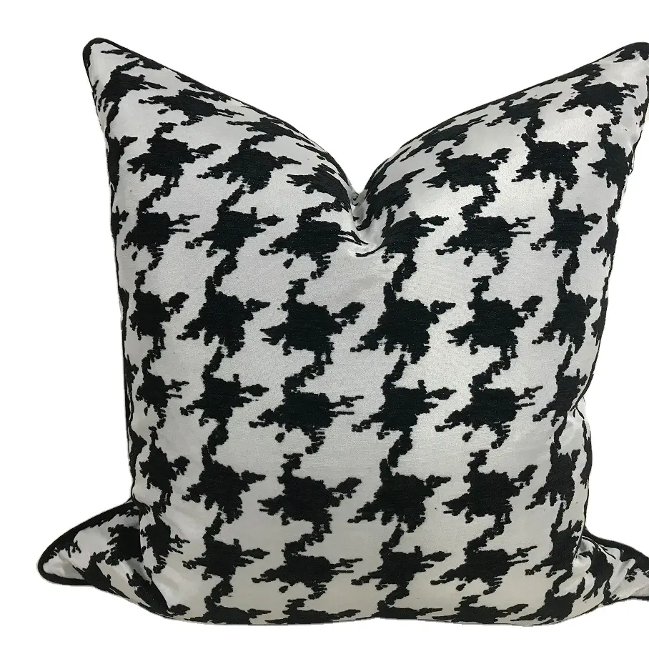 Fundas de almohada de pata de gallo personalizadas, funda de almohada cuadrada decorativa para sala de estar, sofá, coche, cojín Jacquard, venta al por mayor