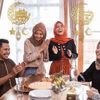 Eid Mubarak Ramadan Kareem Art Déco, Décoration Murale en Bois en Forme de Lune Creuse pour la Maison