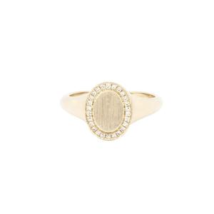 925 Sterling Silver Brushed Oval Diamond <strong>Pinky</strong> Signet <strong>Ring</strong> for Men - Product Image 2