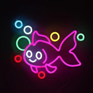 Dimmable USB LED Light Fish <span class=keywords><strong>Neon</strong></span> Sign Goldfish Décoration murale pour la maison Décorations pour bar Salle de jeux Man Cave Garage-Cadeau parfait - Product Image 1