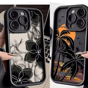 เคสโทรศัพท์ซิลิโคนนิ่มลายดอกมะพร้าวสีดำพระอาทิตย์ตกรูป<span class=keywords><strong>ภาพ</strong></span>สั่งทำสำหรับ <span class=keywords><strong>iPhone</strong></span> 16 15 14 13 <span class=keywords><strong>11</strong></span> Pro Max PLUS - Product Image 2
