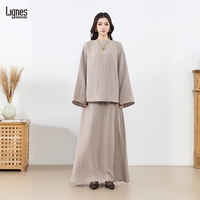 Ensemble Sur Mesure Femme Musulmane Haut et Pantalon 2 Pièces en Crêpe Longueur Maximale Hauts et Kits Robe Modestes pour Femme