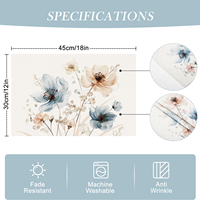 Ensemble de 4 sets de table floraux aquarelle, 12x18 pouces, napperons en lin à motifs de fleurs et de feuilles pour cuisine, salle à manger, intérieur, extérieur, décoration de fête à domicile